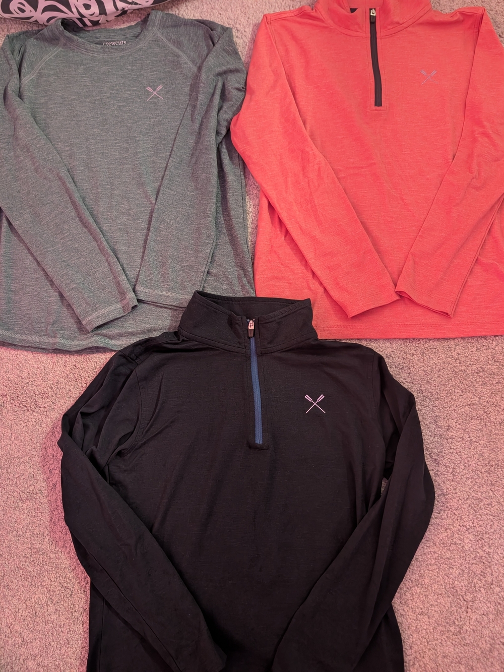 Crewcuts Performance Bundle Long-Sleeve Black, Heather Gray, Coral